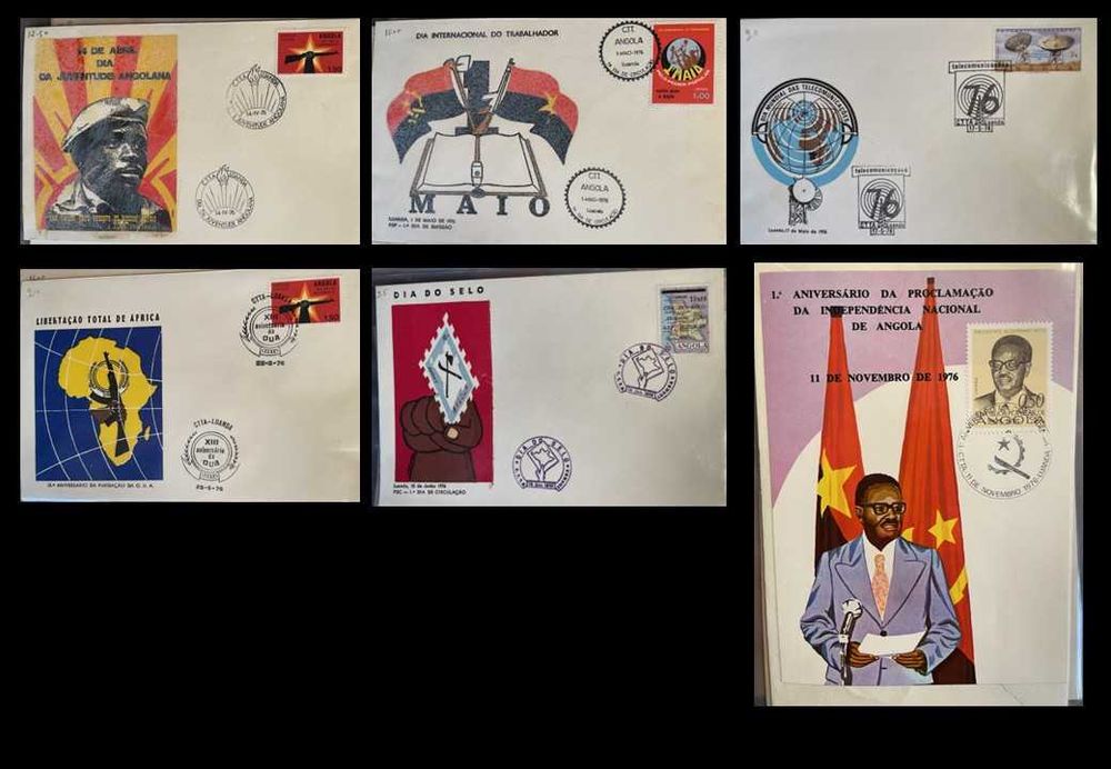 Lote FDC Angola Independência/MPLA/Cultura 1974-1977 - 24 envelopes