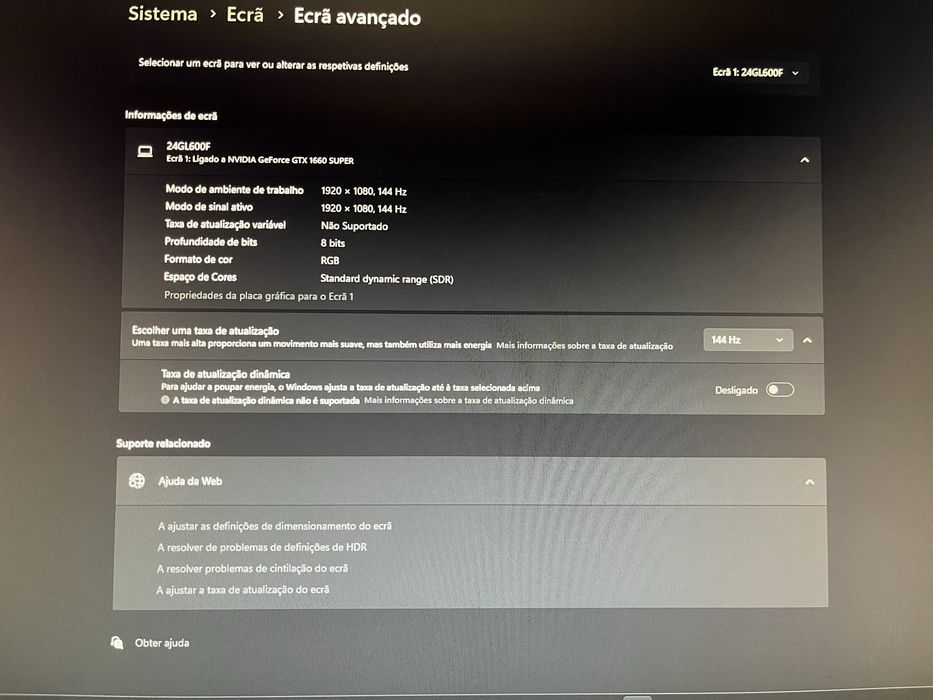 Monitor Gaming 144Hz 1ms (Impecável)