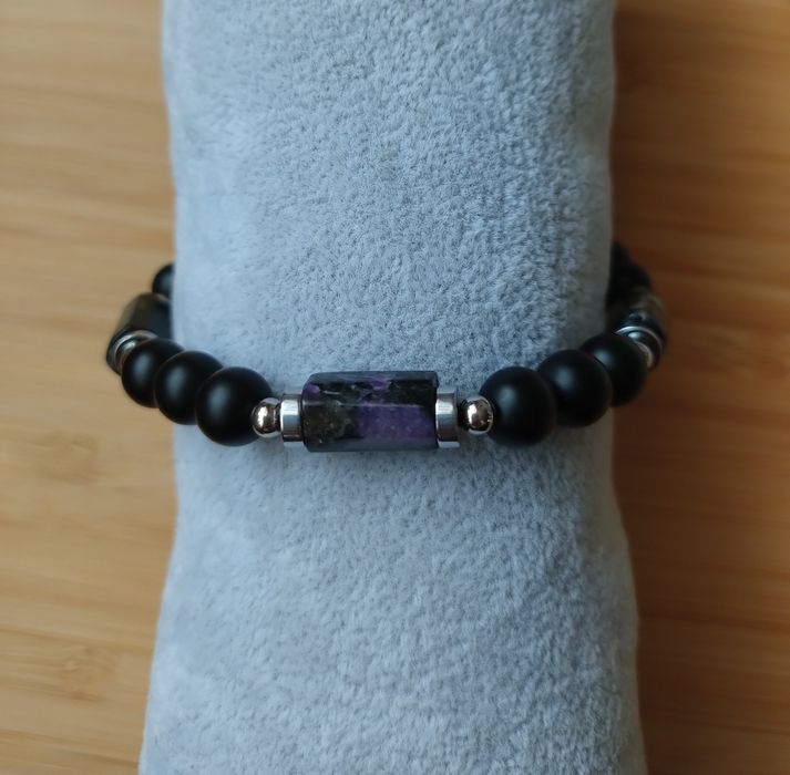 Bransoletka Czaroit, matowy onyx