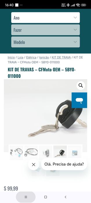 Kit fechaduras e chaves CFMoto