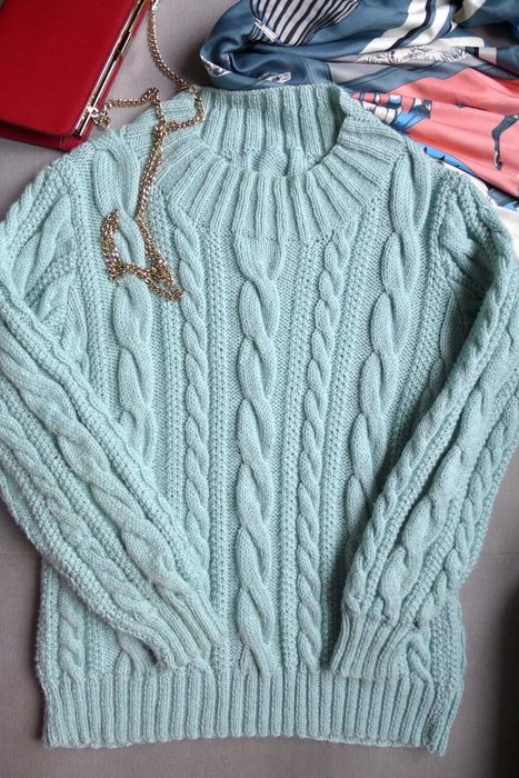 S 36 M 38 ręcznie robiony włóczkowy sweter SPLOT WARKOCZOWY rękodzieło handmade ręcznie wydziergany na drutach