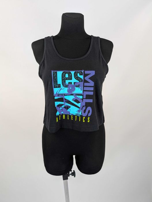 czarny damski top treningowy Reebok Les Mills Graphic, bawełna, S36