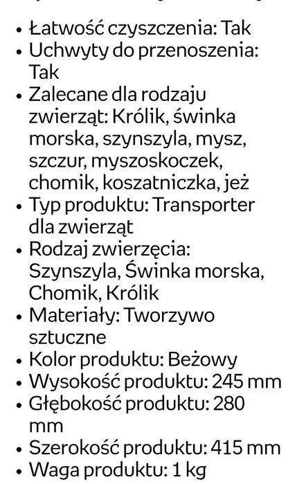 Transporter dla zwierząt małych