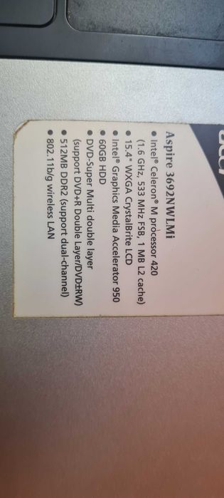 Laptop Acer aspire 3690