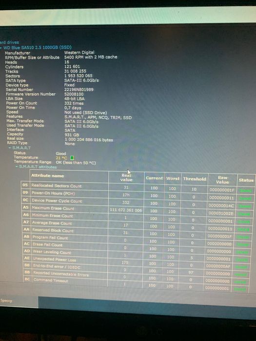 Western Digital Blue 1TB  100% з дефектом