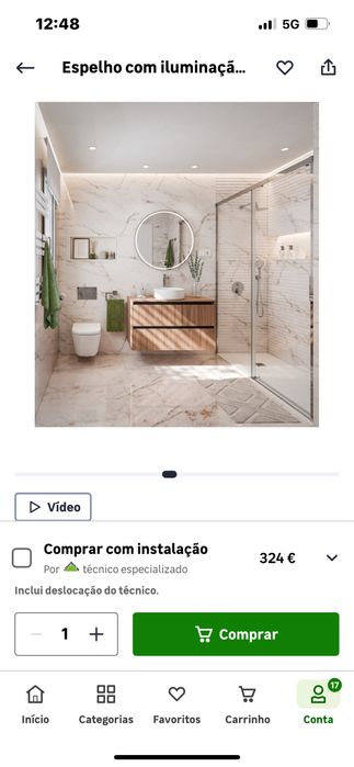 Espelho de 80 cm com led