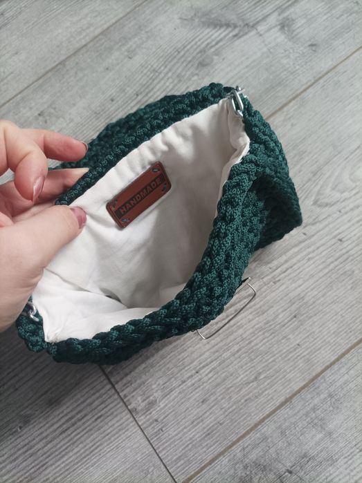 Torebka handmade butelkowa zieleń