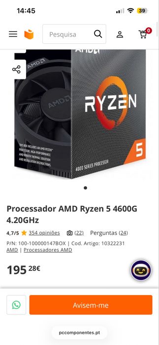 AMD RYZEN 5 4600G + Cooler