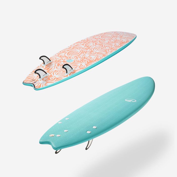 Prancha de Surf em espuma 6'6 swallow tail 55L turquesa