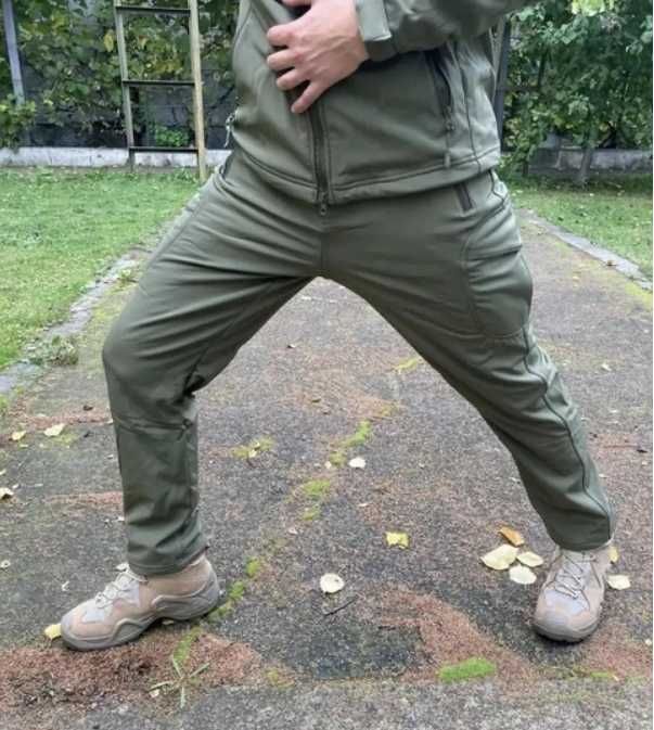 Штани брюки військові утеплені тактичні фліс софтшел олива 54 56