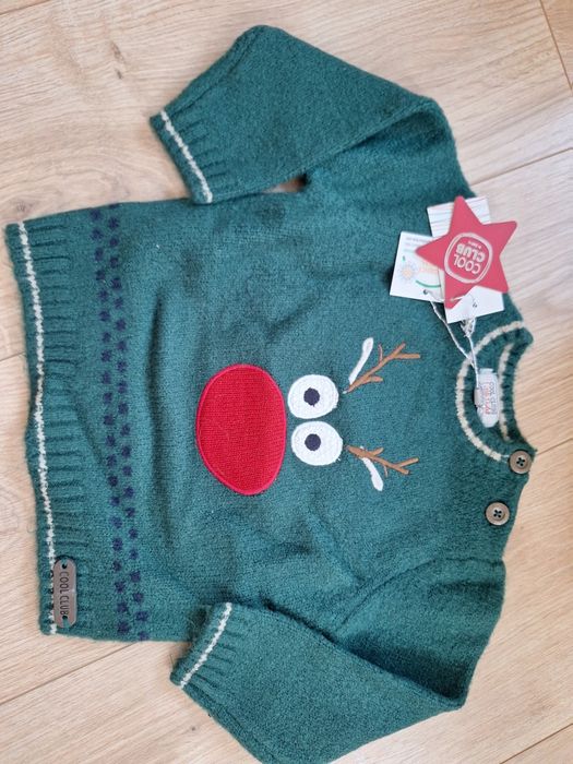 Komplet 2 swetry świąteczne zimowe r. 74 NOWE cool club