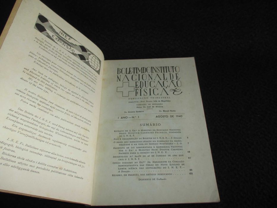 Livro Boletim do Instituto Nacional de Educação Física I Ano 1940