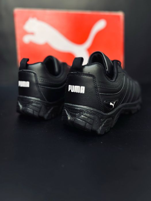 Черные кожаные кроссовки Puma / мужские демисезонные кроссовки пума