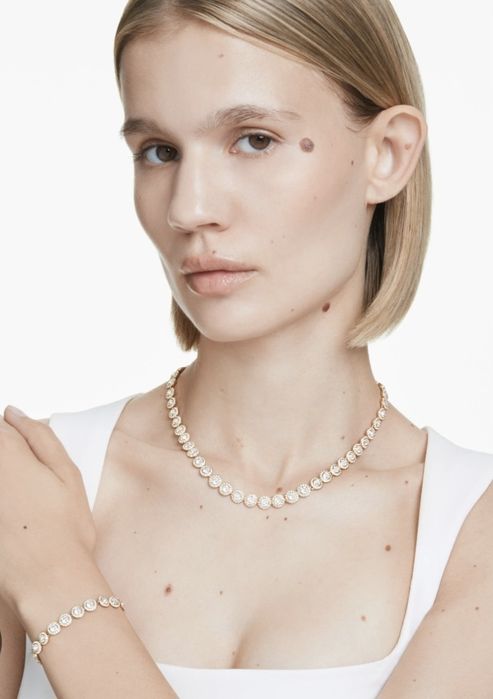 Colar e brincos Amgelic, Swarovski rosa gold