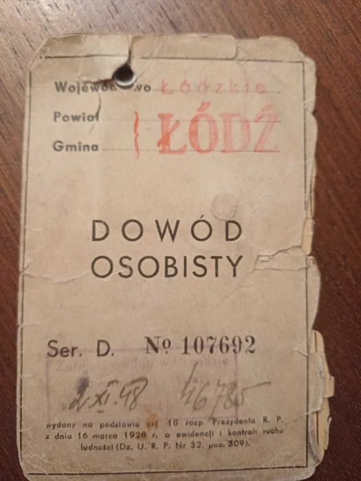 2 RP Stary przedwojenny dowód osobisty