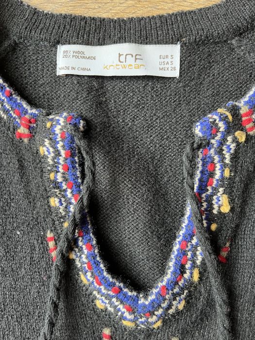 Sukienka mini, tunika Zara, XS S, wełna, totemowy wzór