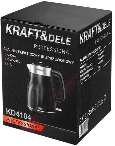 CZAJNIK ELEKTRYCZNY Bezprzewodowy Czarny 1,8L 2400W Solidny