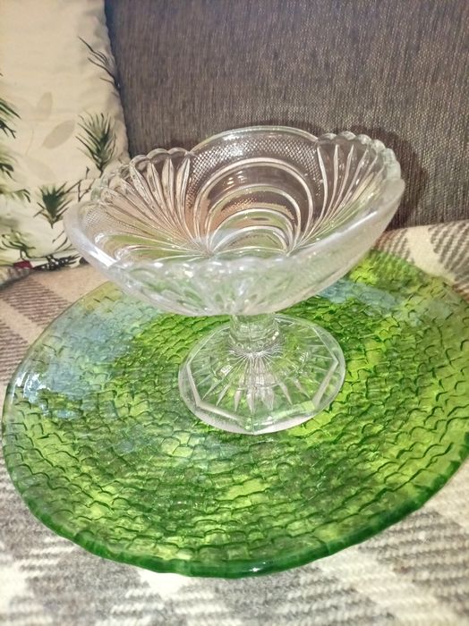 Ząbkowice talerz bruk zielony prl