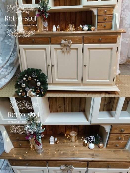 REZERWACJA Kredens drewniany beżowy prowansalski wiejski rustykalny DO