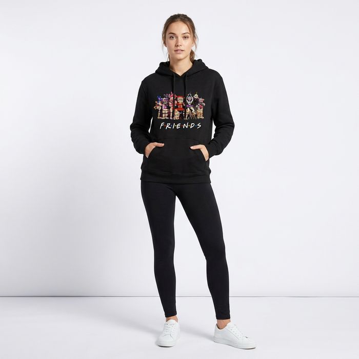 Bluza unisex z kapturem, nadruk, kieszeń, czarna M
