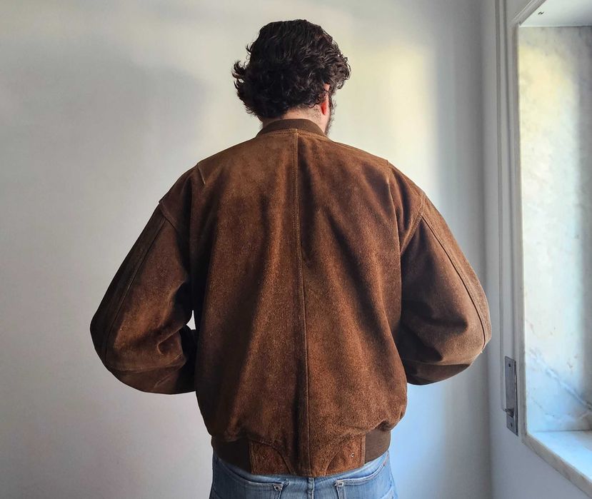 Casaco Estilo Bomber de Pele Castanha Diesel em Bom Estado