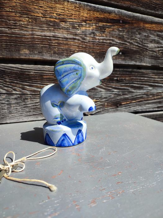 Ceramiczna figurka słonia - Skarbonka lata 70 - vintage - design K13