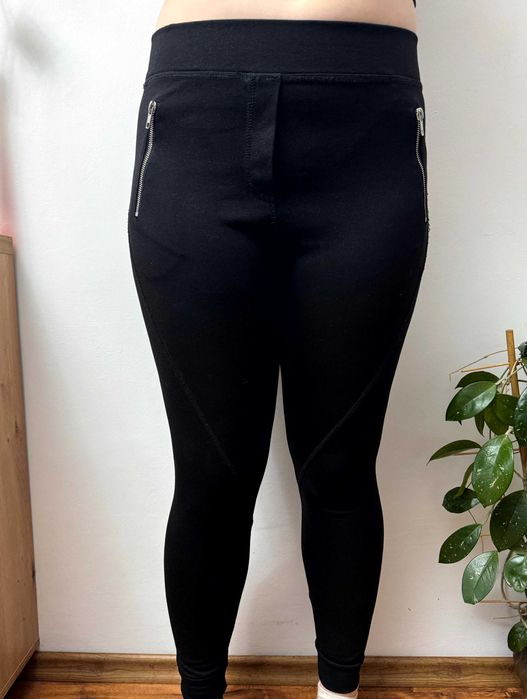 Legginsy wiskozowe z kieszeniami czarne spodnie getry 2nd one L 40