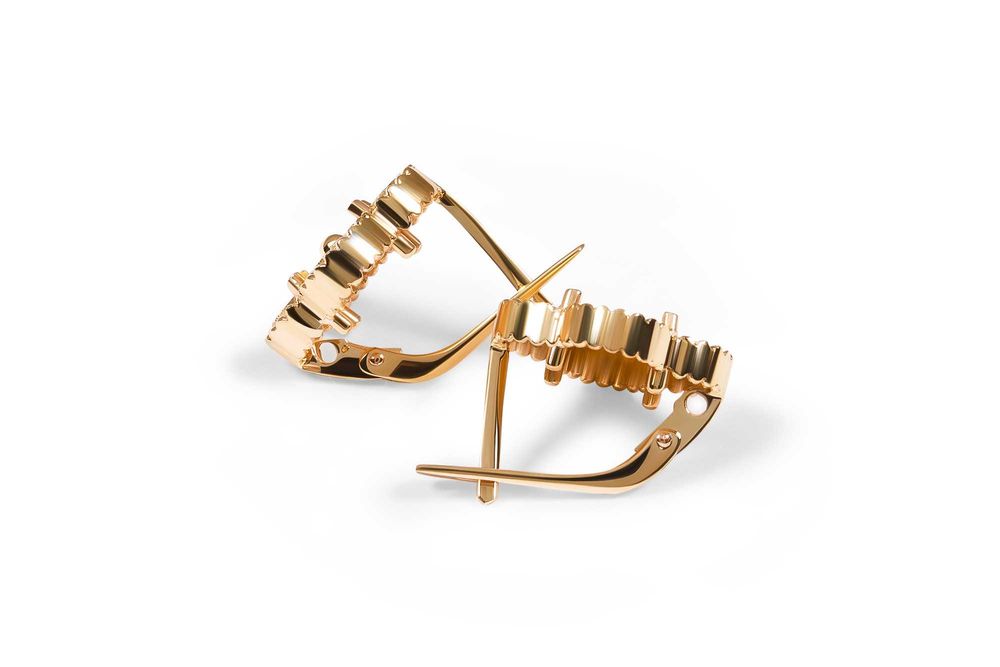 Женские серьги клевер из желтого золота