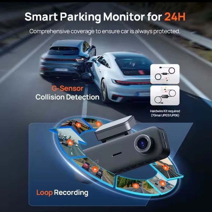 Авто реєстратор 70mai T800E 4K 3 камери (перед/зад/салон авто) GPS WiFi