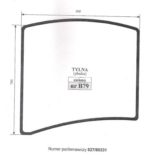szyba JCB 8040ZTS  8045ZTS  - tylna B 79