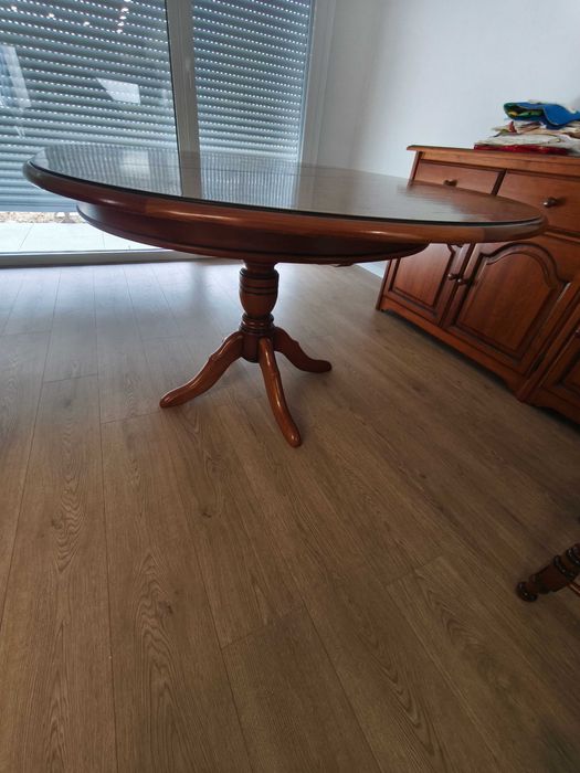 Mesa Madeira Maciça Pinho Mel e 6 Cadeiras