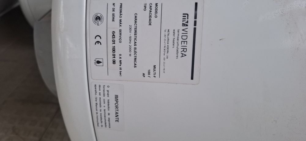 Termoacumulador Videira 100L – 2000W