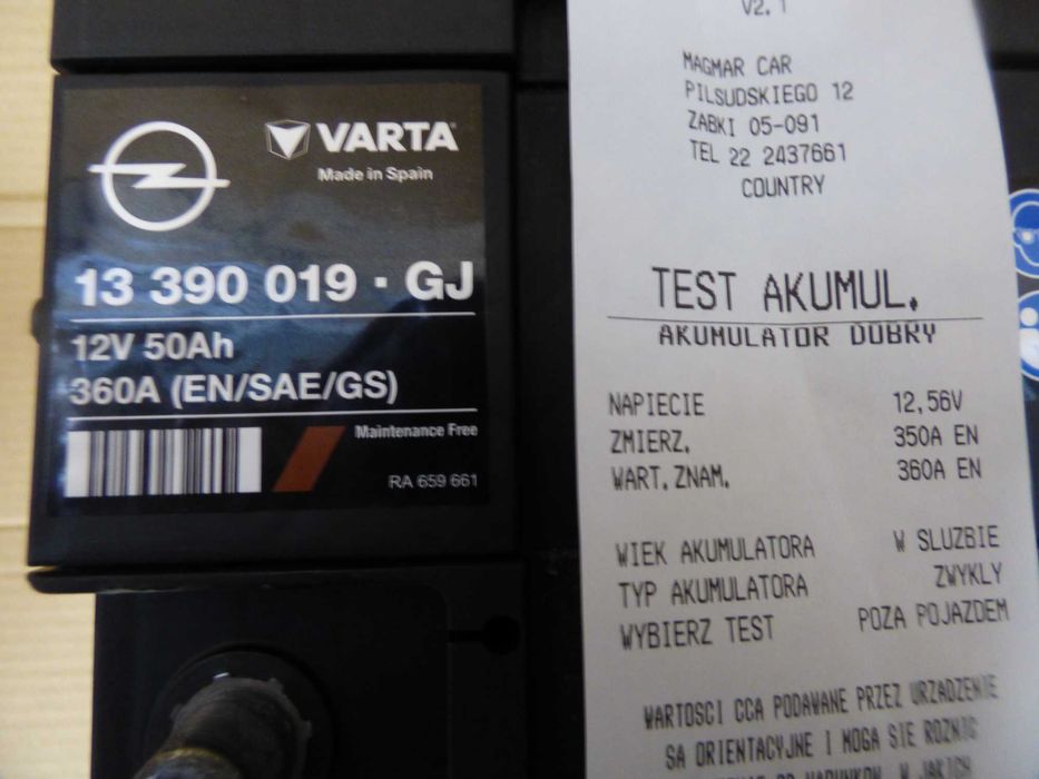 Akumulator oryginalny OPEL (VARTA) 12V 50Ah 360A - Używany