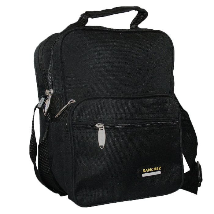 Pionowa torba męska z nylonu marki Sanchez czarna do pracy uniwersalna