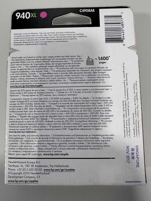 Tinteiro Original HP 940XL Magenta - C4908AE