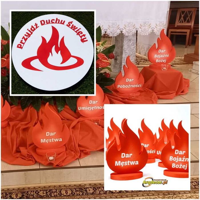Bierzmowanie zestaw - Dary Ducha Świętego plus koło z napis