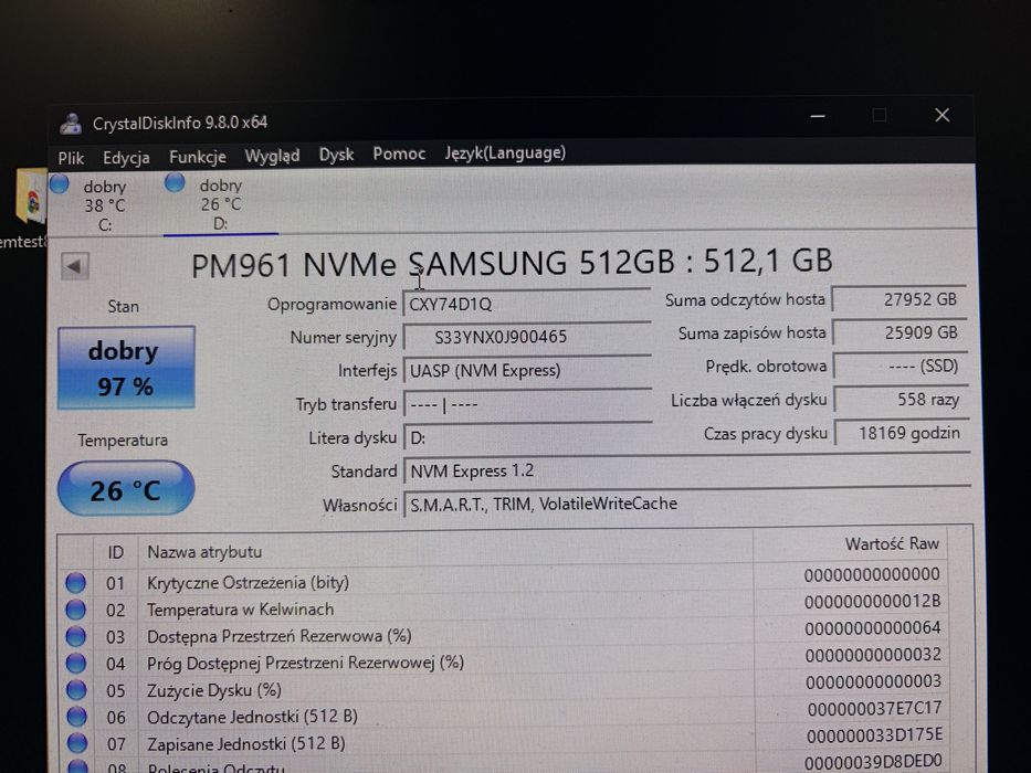 Dysk NVMe 512GB Samsung, MZVLW512HMJP
