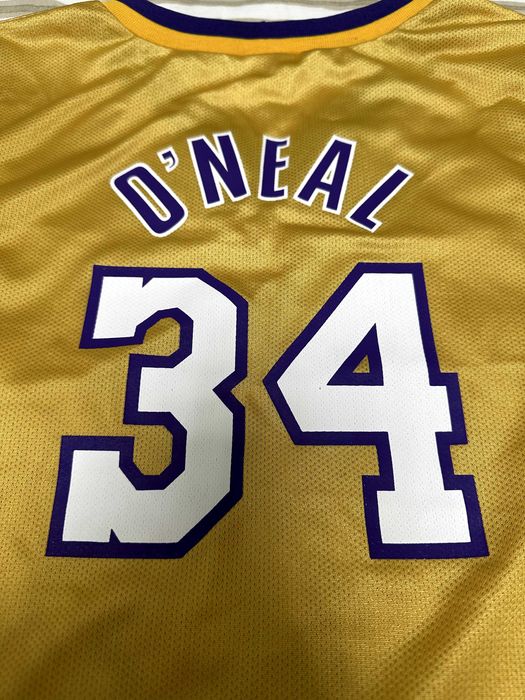 Баскетбольная майка Lakers №34 Champion Shaqil O"Neal Yellow