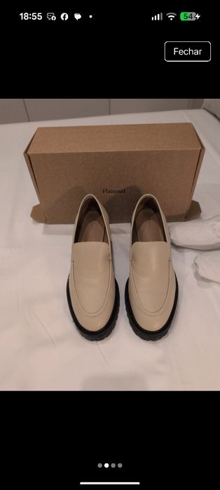 Sapatos mocassins creme Flattered d salto bloco