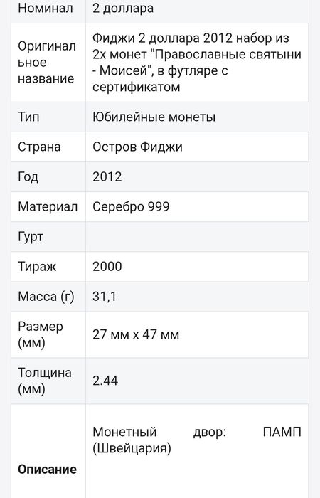 Набір срібних монет! " Мойсей" Ексклюзив! Сертифікат. СРІБЛО.