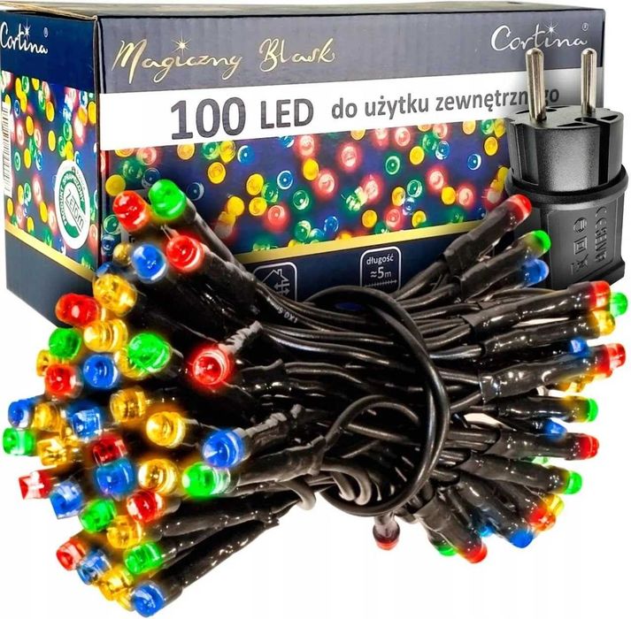 Lampki choinkowe wewnątrz 100 LED multi 4,9 m