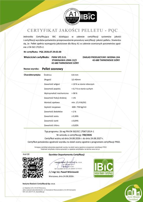 GreenAge PELLET Drzewny- Certyfikat IBiC- Klasa A1 - od producenta - Worki 15 kg - Dębowy / Sosnowy  / Olczyk / Anpol