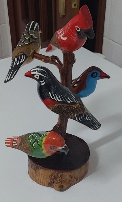 PASSARINHOS NO RAMO, BONITA PEÇA EM MADEIRA.Decoração,Casa,Quarto,Sala