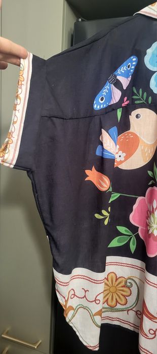 Koszula len folk, boho, hippie, Lniana koszula folk