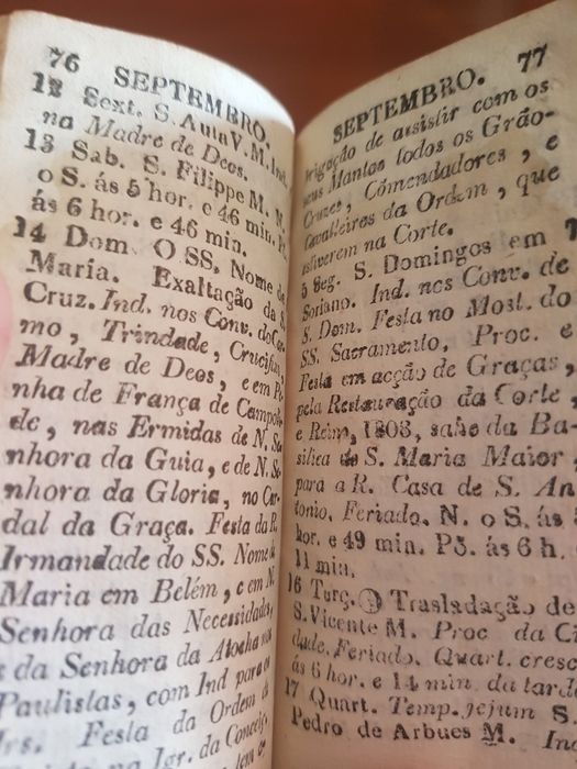 Folhinha Ecclesiastica e Civil Lisboa 1827