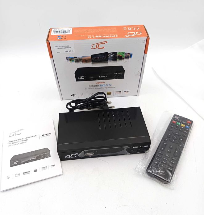 Tuner dekoder DVB-T2 H.265 HEVC LTC LXDVB507, pilot, pudełko NOWY