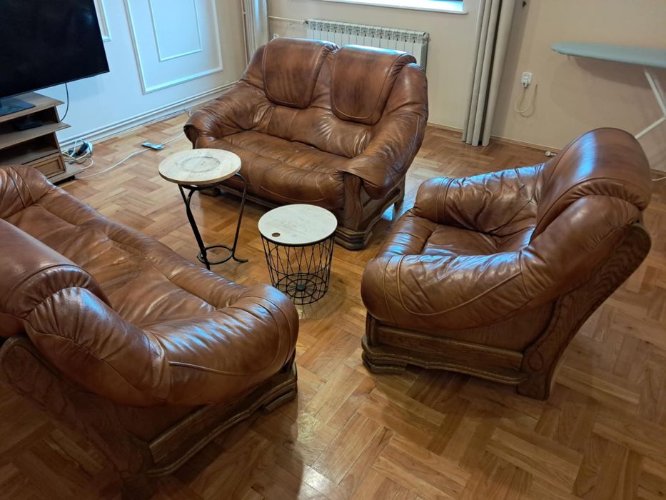 Skórzany wypoczynek skóry brązowe skórzane kanapy sofa