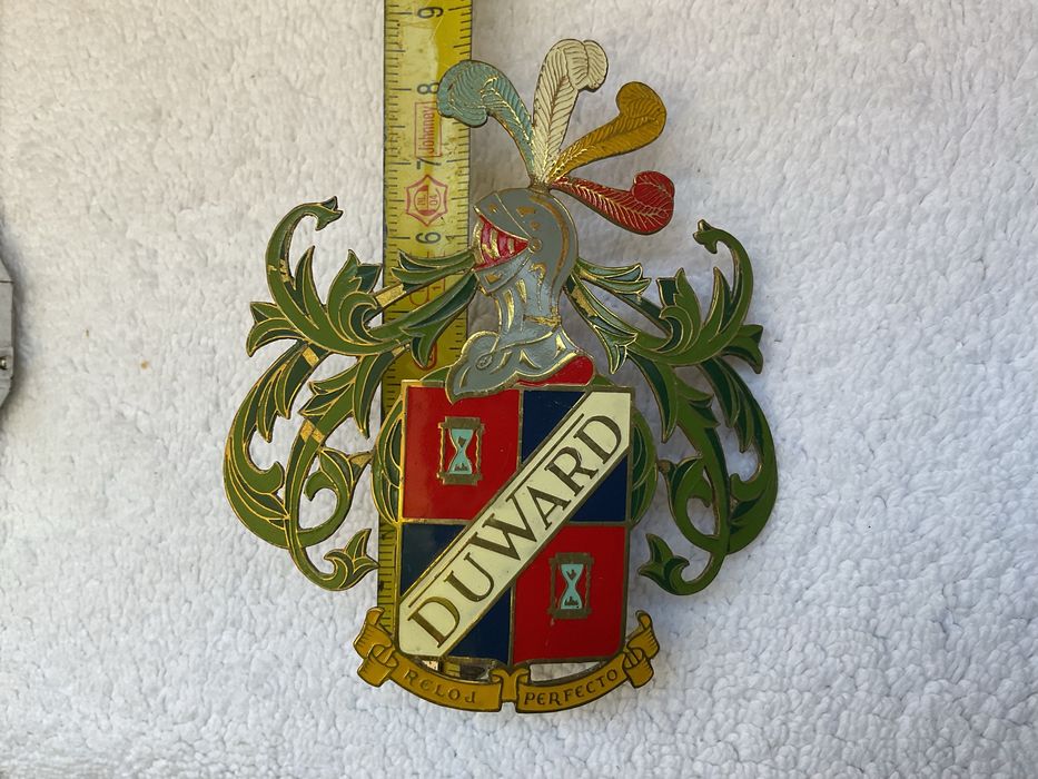 Antigo crachá / brasão / emblema / chaoa de relogios Duward Vintage