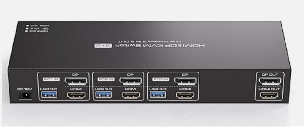 KVM-Switch HDMI+Displayport 4K60Hz KVM Switch 3 PC 2 Monitory