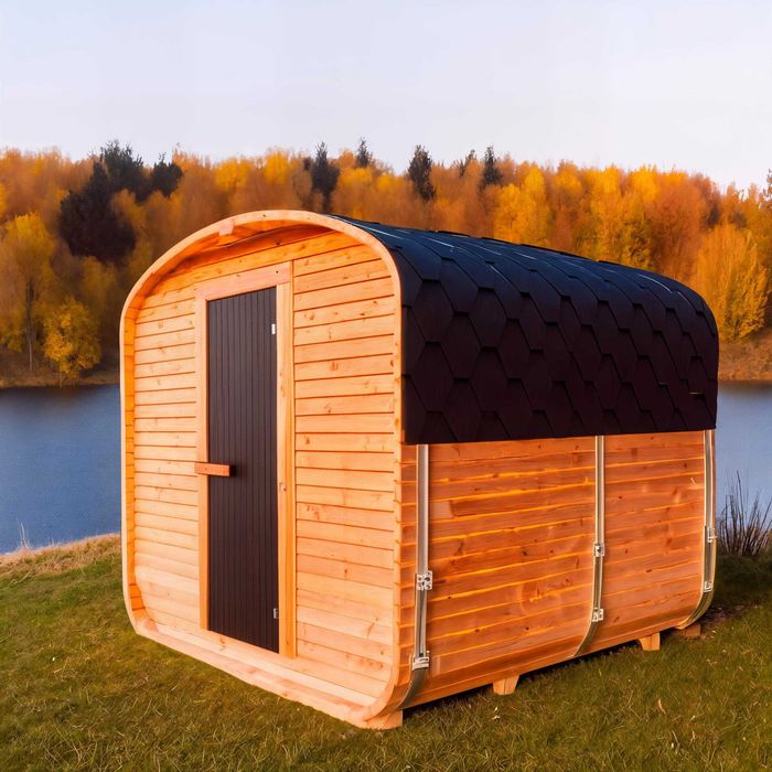Sauna Ogrodowa QUADRO, Opcje: Piec na Drewno i Elektryczny, LED Kolory